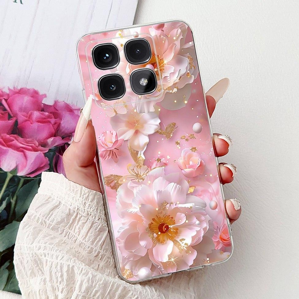Clear For Xiaomi 14T Case Cover Luxury Cute Cat Fashion Flowers Funny Cool Painted Soft Phone Case 2406APNFAG