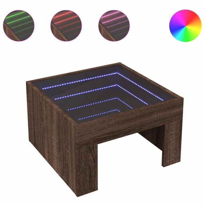 VidaXL Coffee Table with Infinity LED Brown Oak 50x50x30 Cm, Side Table, Living Room Table, Side Table, End Table 847608