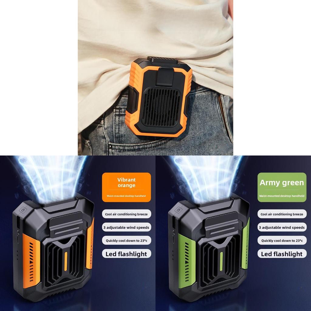 Portable Usb Rechargeable Waist Fan With 3 Speed Settings For Outdoor Worksite Comfort