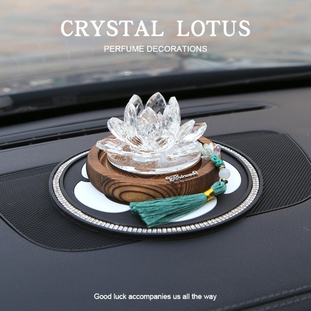 Chinese Style Car Center Console Ornament Realistic Crystal Lotus Decoration  Living Room