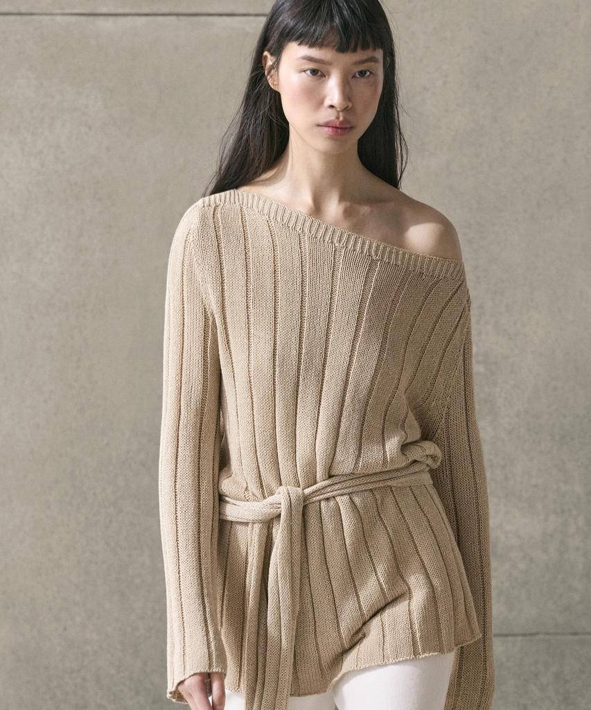 Masimodutti Cotton Blend Boat Neck Knit Sweater