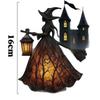 Halloween Witch Lantern Indoor Spooky Standing Night Light Unique Witch Statue Table Lamp for Bedroom Halloween Decor Gifts