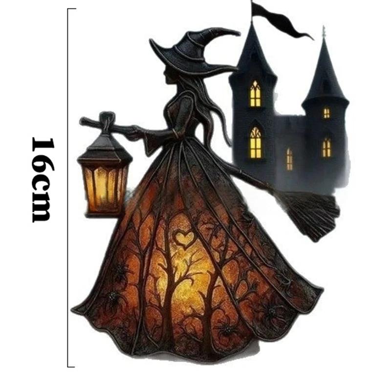 Halloween Witch Lantern Indoor Spooky Standing Night Light Unique Witch Statue Table Lamp for Bedroom Halloween Decor Gifts