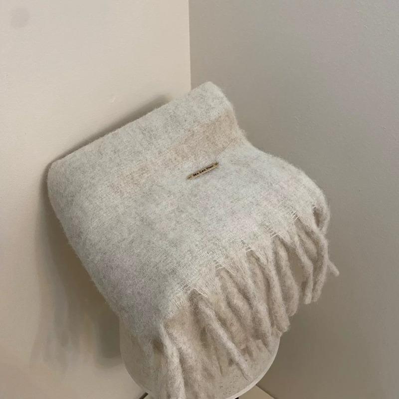 Cachecol versátil doce e fofo cor de doce inverno espessado xale quente mohair cor sólida cachecol de casal