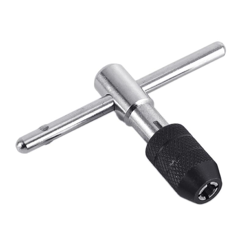 Adjustable Ratchet Tap Wrench T-Handle Tapping Ratcheting Wrench Hand Tool One Hand Operation for Automovtie Repair Tool