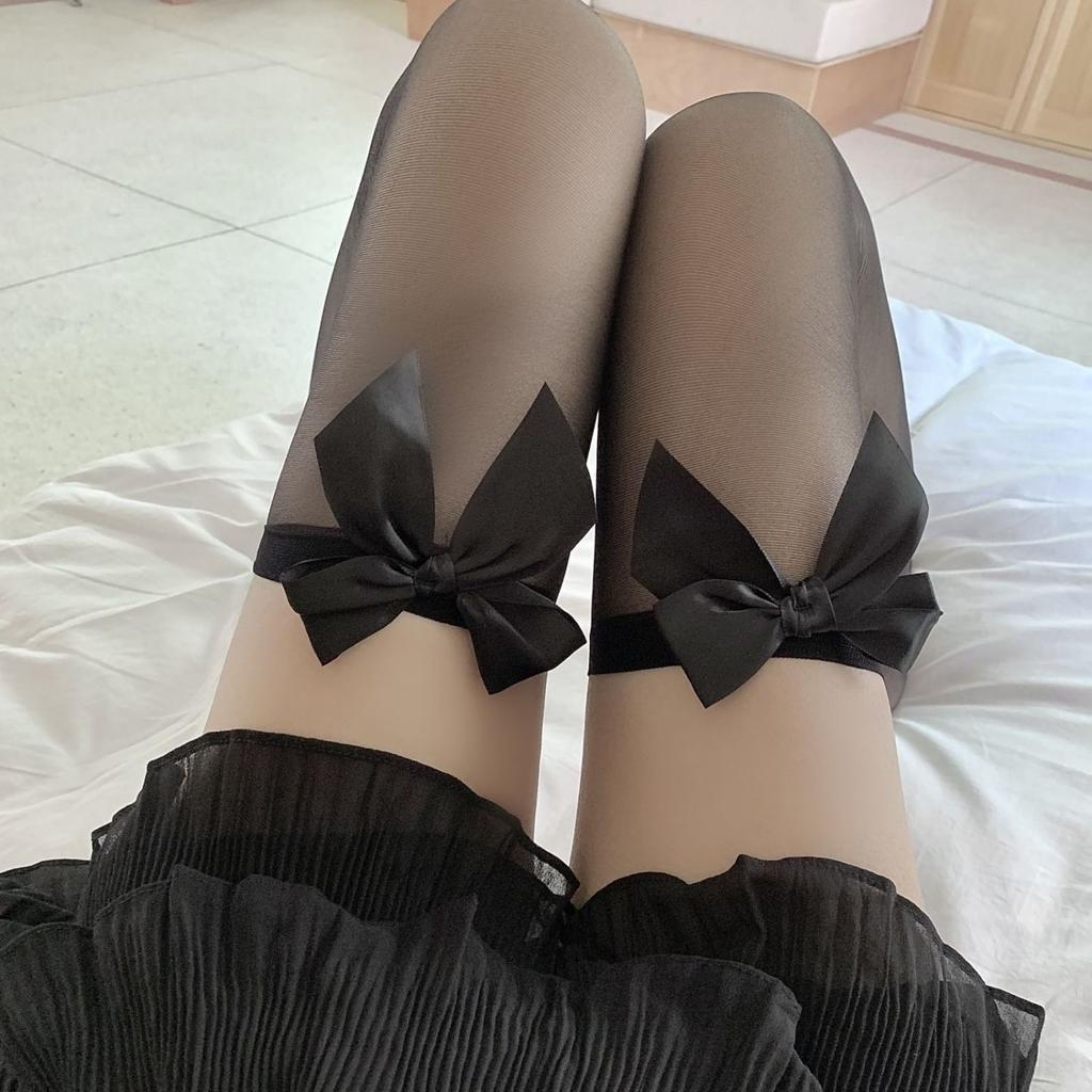 Sexy Ultra-thin Summer High Tube Black Stockings White Over-knee Long Tube Thigh Black Half-pure Lace Mesh Socks