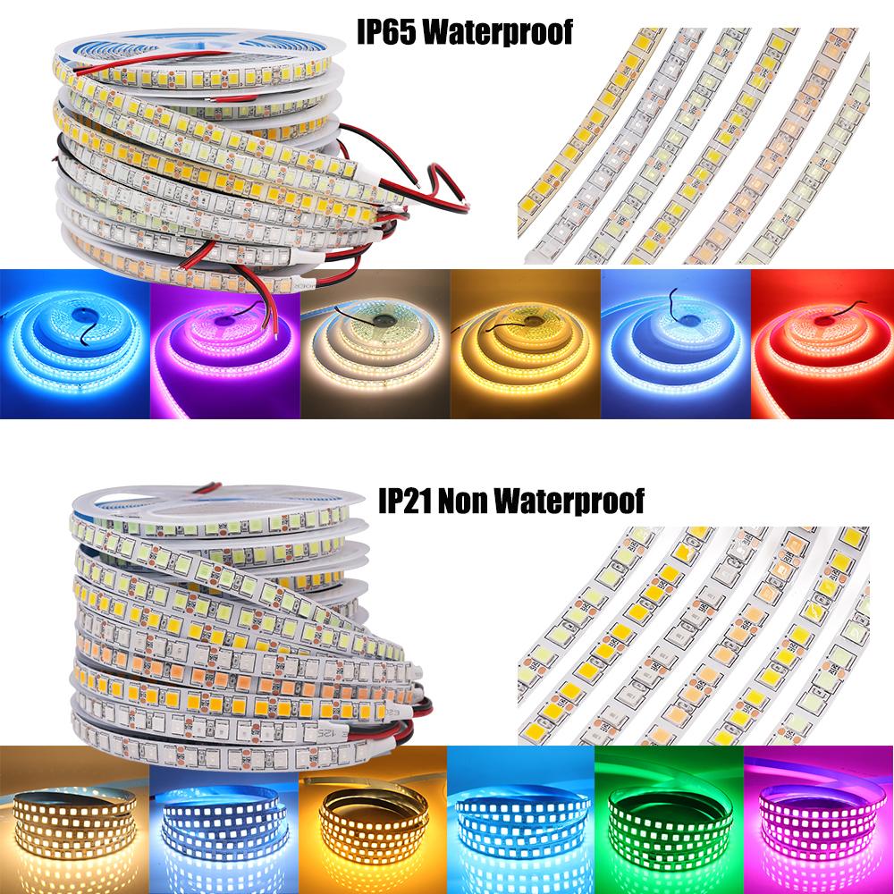 5M RGB LED Strip Light 12V Flexible LED Tape 5050 5054 60/120Leds Ribbon Rope Light Waterproof Stripe Light Diode Tape for Decor