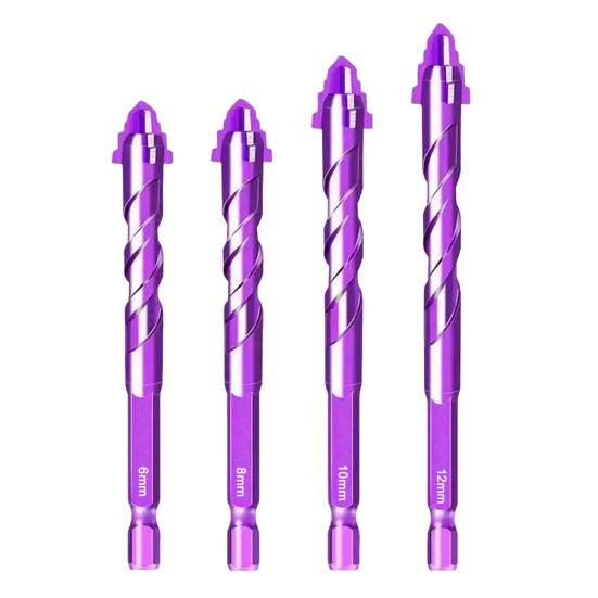 1/4/6Pcs Four-Edged Sawtooth Drill Bits High Hardness Rust Resistant Multifunctional Four Blade Serrated Eccentric Drill Bits