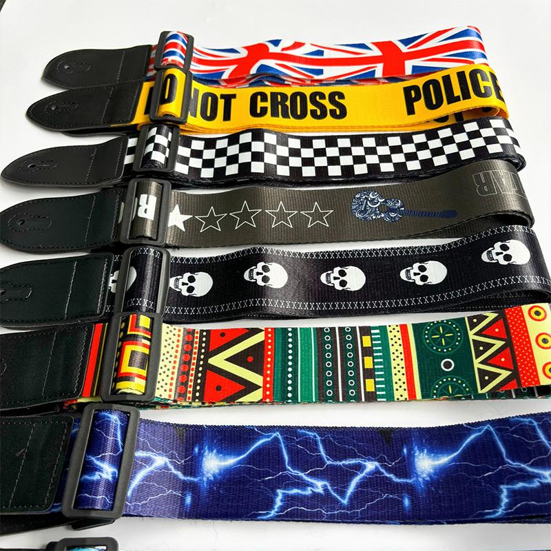 Colorful Print Guitar Strap Vintage Ethnic Style Adjustable Strap for Folk Electric Guitar Bass Ukulele Guitar Accessories