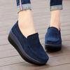 Women Flat Platform Loafers Ladies Elegant Suede Leather Shoes Slip On Women's Blue Casual Shoes