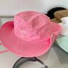 Bow Embroidery Women Quick Dry Bucket Hat Summer Outdoor Hiking Camping Panama Caps Wide Brim Fordable Sunscreen Basin Hats