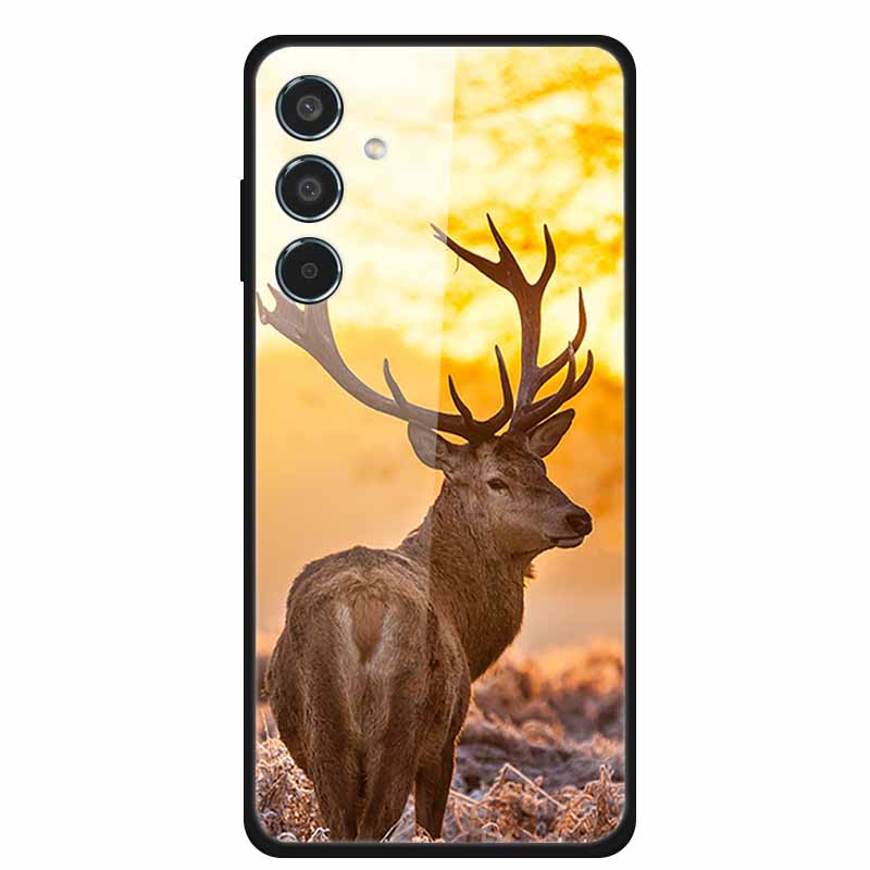 Glass Cellphone Case For Samsung Galaxy M35 Hard Plastic Back Cover For Samsung M 35 Flowers Painted Cases Fundas Shell Shield