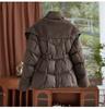 Winter Jacket Coat Female Parkas Fashion Lamb Wool Double Collar Short Belt Warm Down Cotton Jacket Women Outerwear Top