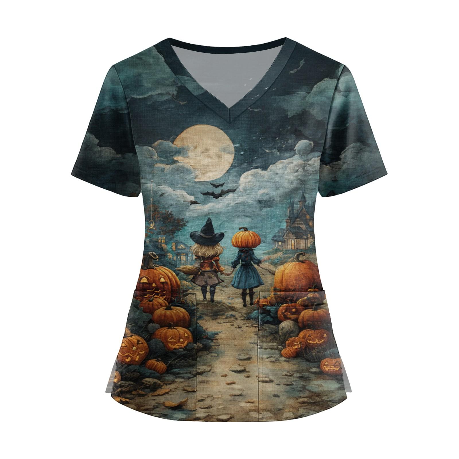 

Женская мода V-образный вырез короткий рукав комбинезон с карманами принт топы одежда XXL