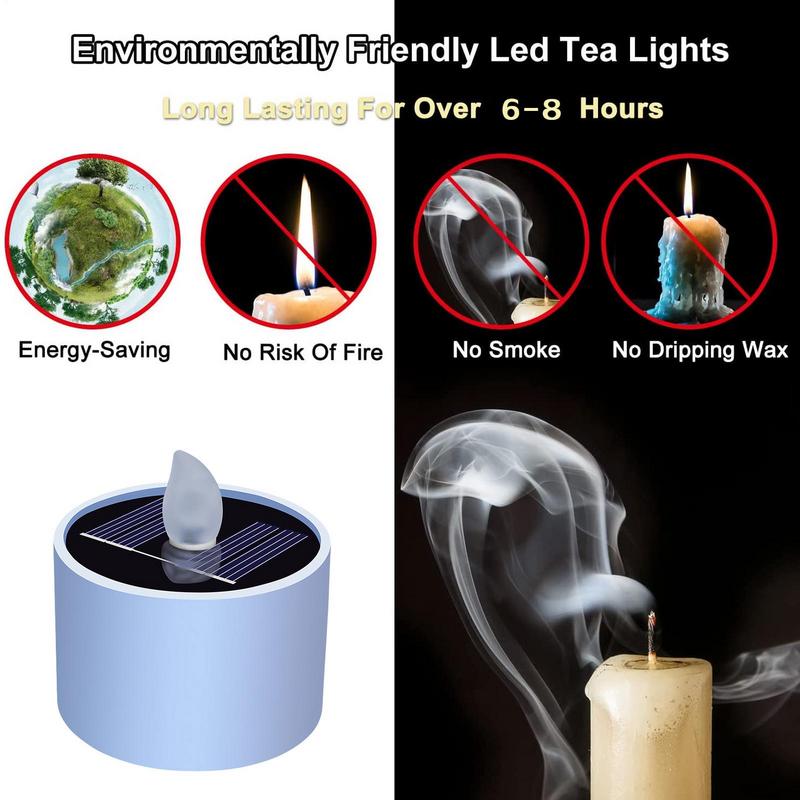 Solar Tea Light LED Candles Outdoor Waterproof Flameless Solar Tea Lights Rechargeable Candles For Party Garden Home Decoration