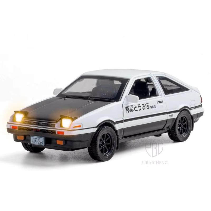 New 1/32 AE86 Alloy Car Model Die-cast Toy Car 4 Doors Can Be Opened Car Model with Light Pull Back Boy Gift Children's Toy Collection Ornaments