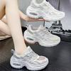 Women's 2025 Spring New Breathable Hollow Mesh Platform Sneakers Thick-Soled Heightening Slim All-Match Casual Sports Shoes