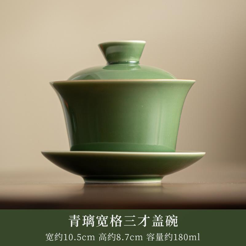 

Ice Gray Glaze Cover Bowl Japanese Ceramic Sancai Cover Bowl Large Teacup Tea Bowl Kung Fu Tea Set Tea Maker зелений
