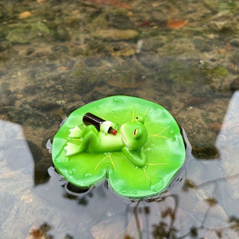 Floating Frog Decor for Pond Frog Ornament Figurine Statue Craft for Floating Lotus Flower Home Garden Decoration Prop Gift