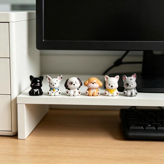 2 Pcs Mini Dog Figurines, Tiny Resin Puppy Figures, Cute Miniature Animal Statues for Desktop, Car Decoration, Micro Landscape, Dollhouse Accessory