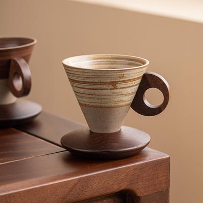 High Value Retro Coffee Cup Set Creative Ceramic Niche Latte Cup Latte Mark Coarse Pottery Cone Teacup