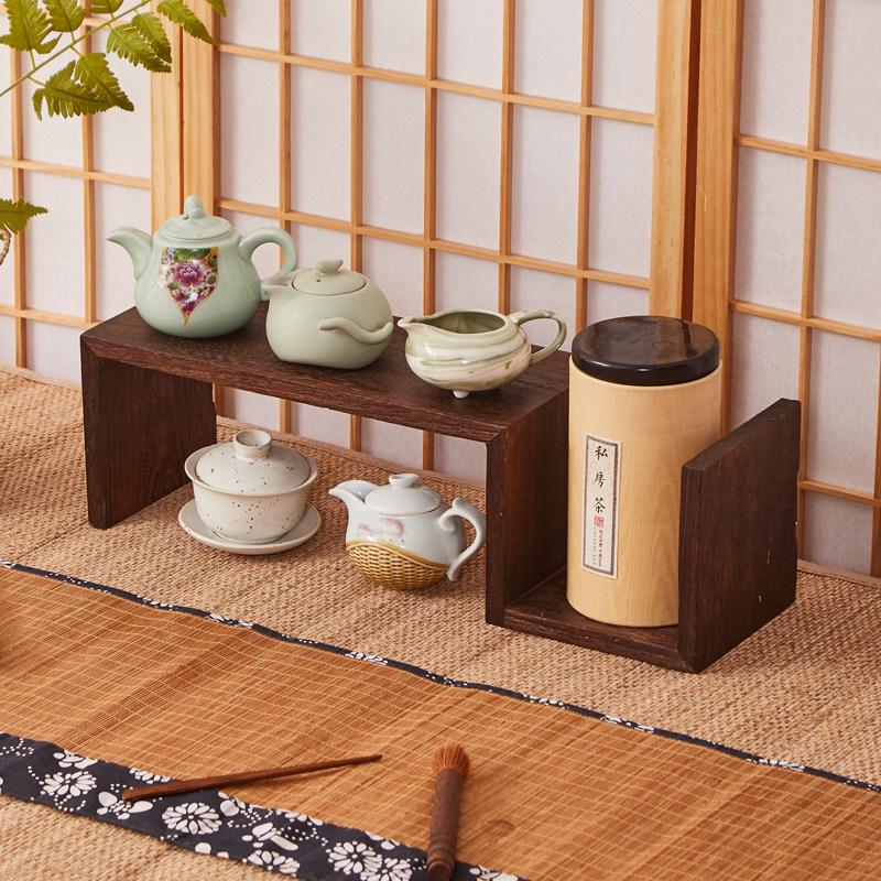 Solid Wood Teacup Holder and Bookcase Display Stand for Tea Sets