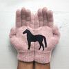 Black Horse Print Gloves Warm Ribbed Knitted Gloves Funny Horse Winter Gloves Gift for Men Women Driving Daily Errands Use