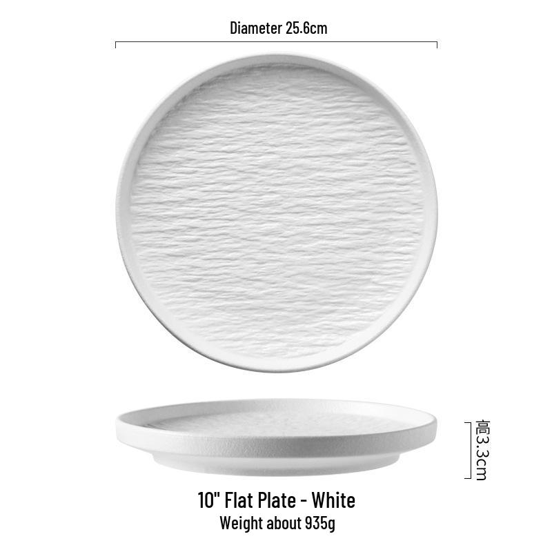 Japanese Rock Pattern Ceramic Dinner Plate – High-End Steak & Salad Dish