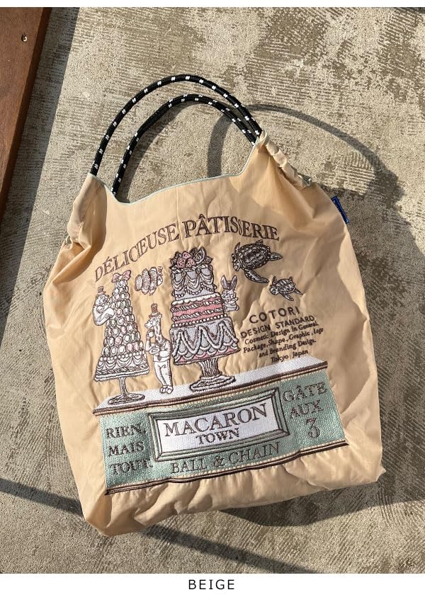 Ball & Chain Authentisch C.MACARON Macaron Große Einkaufstasche, Öko-Tasche, Tragetasche, 321104, Beige