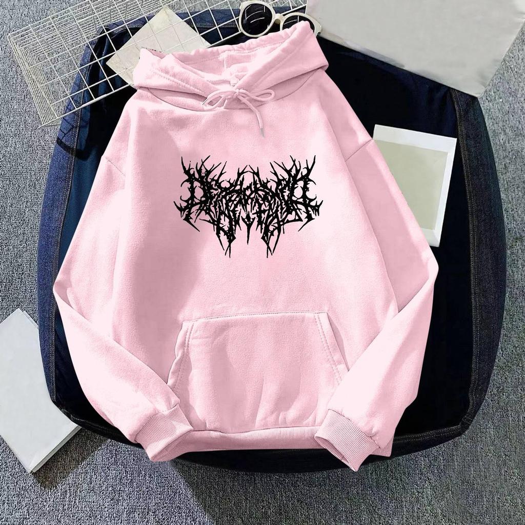 Dámská móda s potiskem, sportovní volný svetr s dlouhým rukávem a kapsou