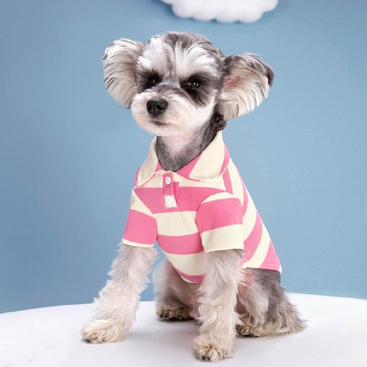Dog Short Sleeved Shirt Casual PoloStriped T-Shirt Summer Clothing for Puppies