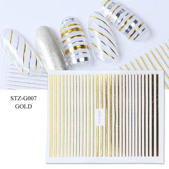 Nail Art Sticker Gold Colour Geometry Shapes PET Material Long-lasting Nail Art Sticker For Salon