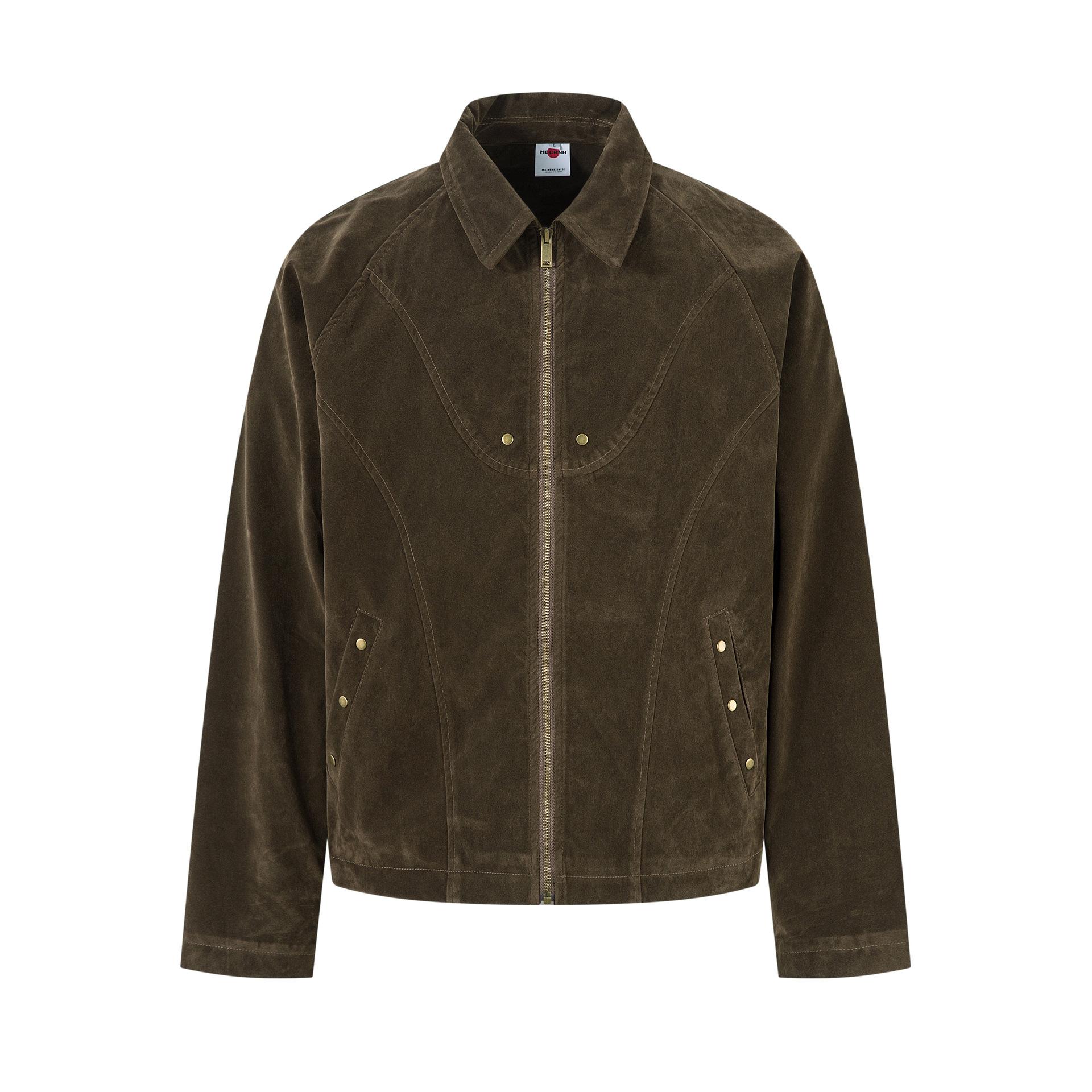 Men s autumn new American retro old money wind suede jacket leather jacket Harrington jacket men M коричневый