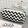 Cute Starry Sky/Wave Pen Bag Large Capacity Multifunctional Stationery Bag Storage Bag for School Office