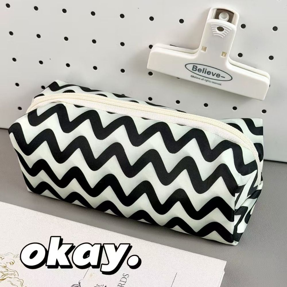 Cute Starry Sky/Wave Pen Bag Large Capacity Multifunctional Stationery Bag Storage Bag for School Office