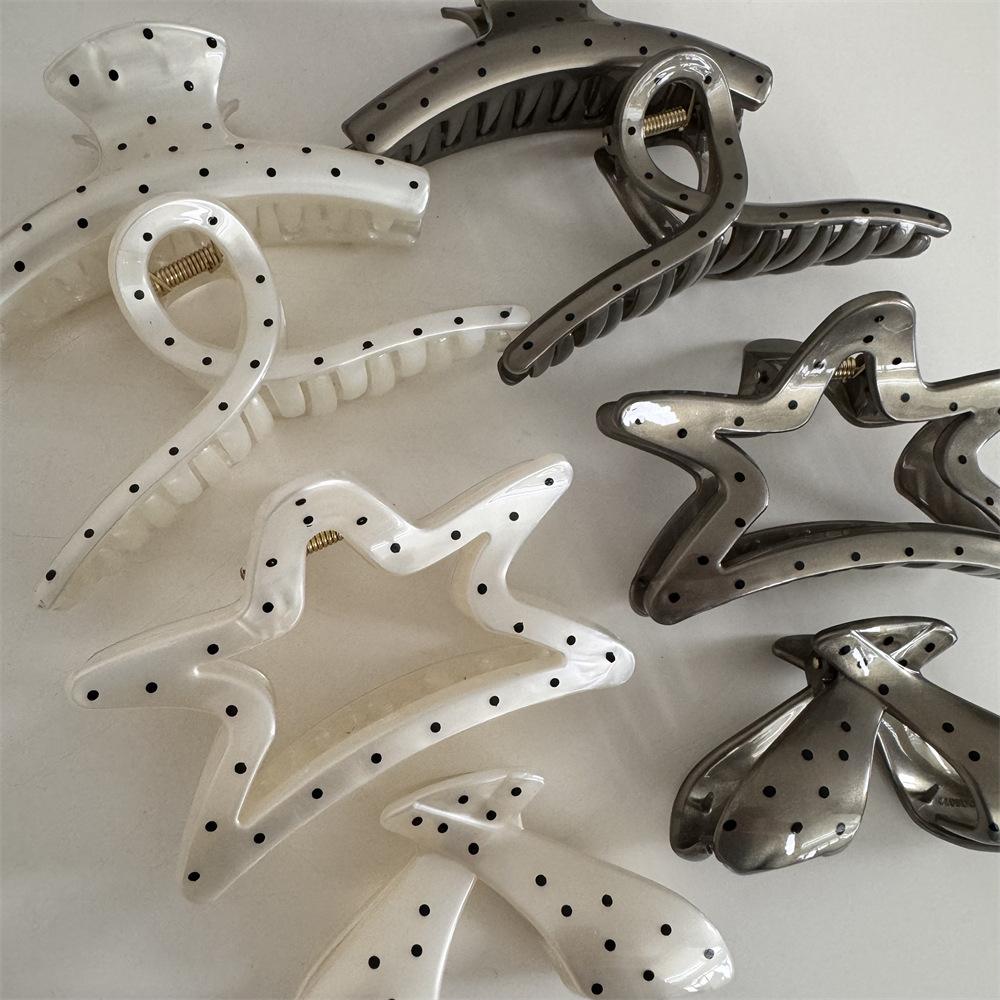 French Large Shark Clip High End Wave Point Gold Clip Niche Sweet At The Back of The Head Simple and Elegant Hair Clip