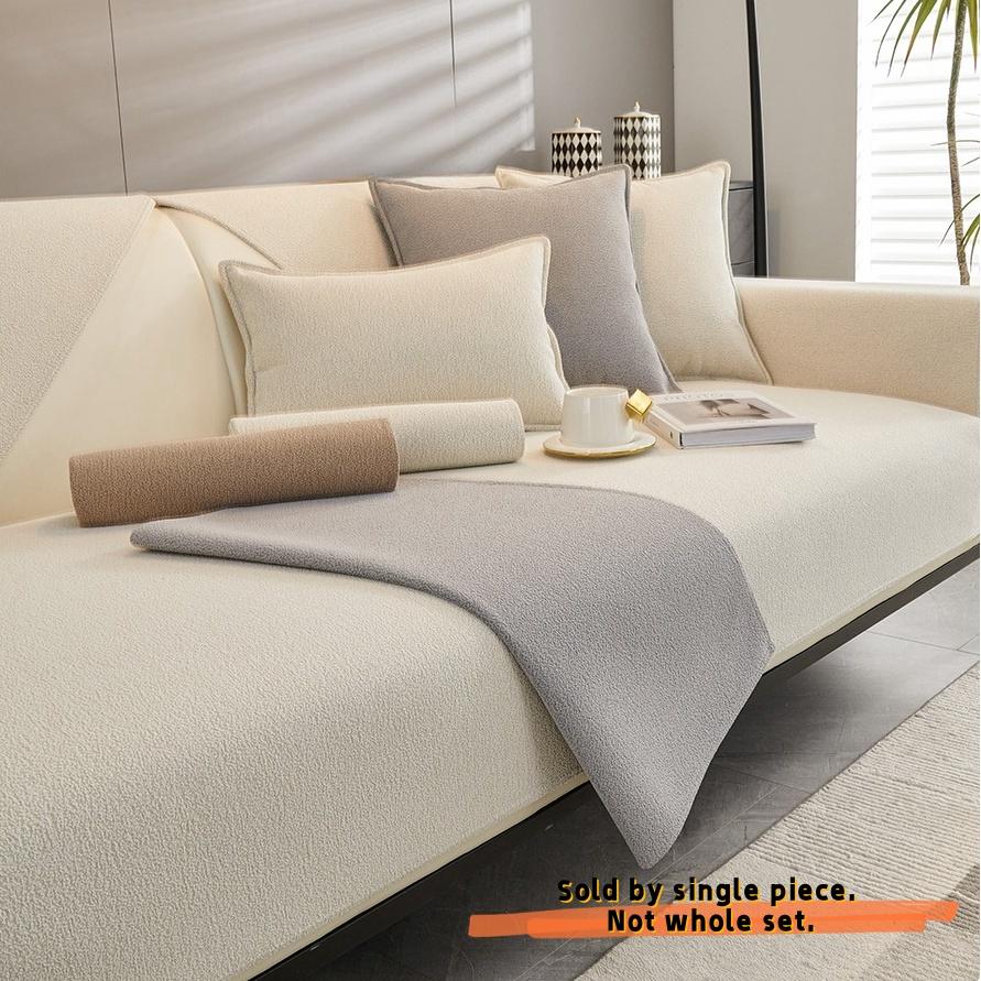 Simplized Solid Teddy Chenille Sofa Cover For Living Room Non-Slip Sofa Cushion Cover Four Seasons Universal Couch Protector