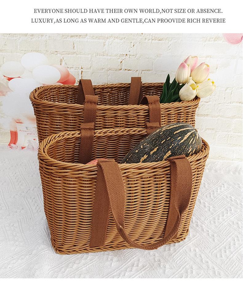 Rattan Woven Handbag - Fruit & Picnic Basket