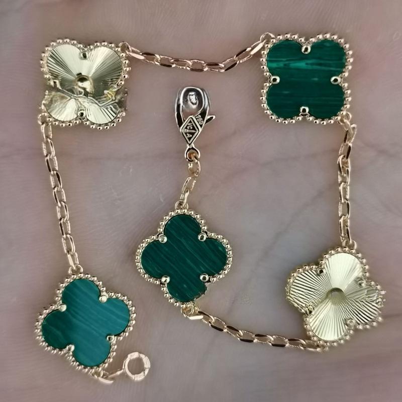 Exquisite Four-leaf Clover Bracelet for Women Five-flower Bracelet Double-sided Natural White Mother-of-pearl and Carnelian Bracelet