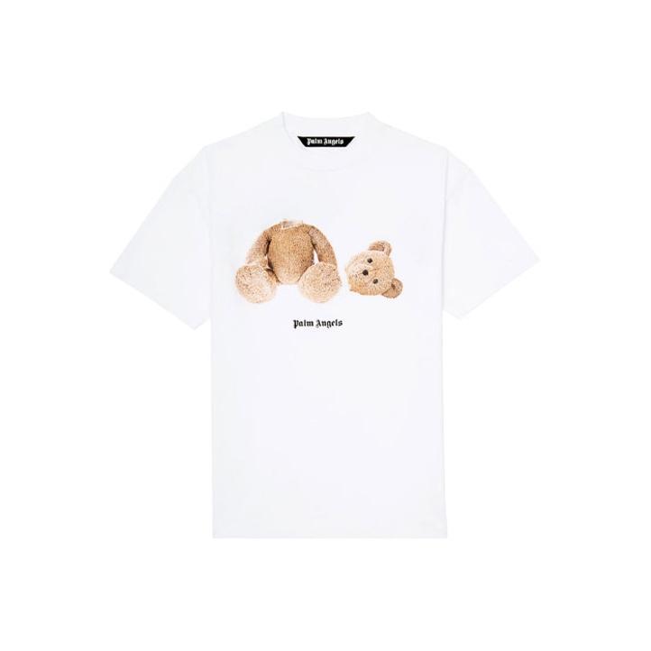Футболка с коротким рукавом Palm Angels Bear, белые мужские топы PMAA001R21JER0010160 S