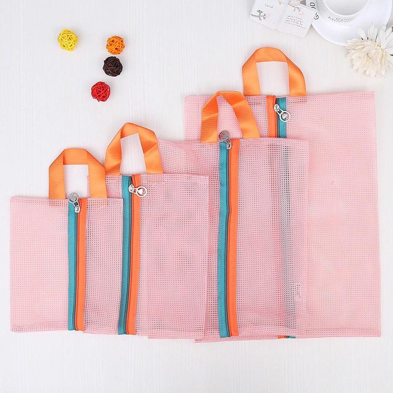 

Набор из 4 сетчатых сумок для хранения: Прозрачные сумки для организации туалетных принадлежностей, косметики, обуви и путешествий розовый