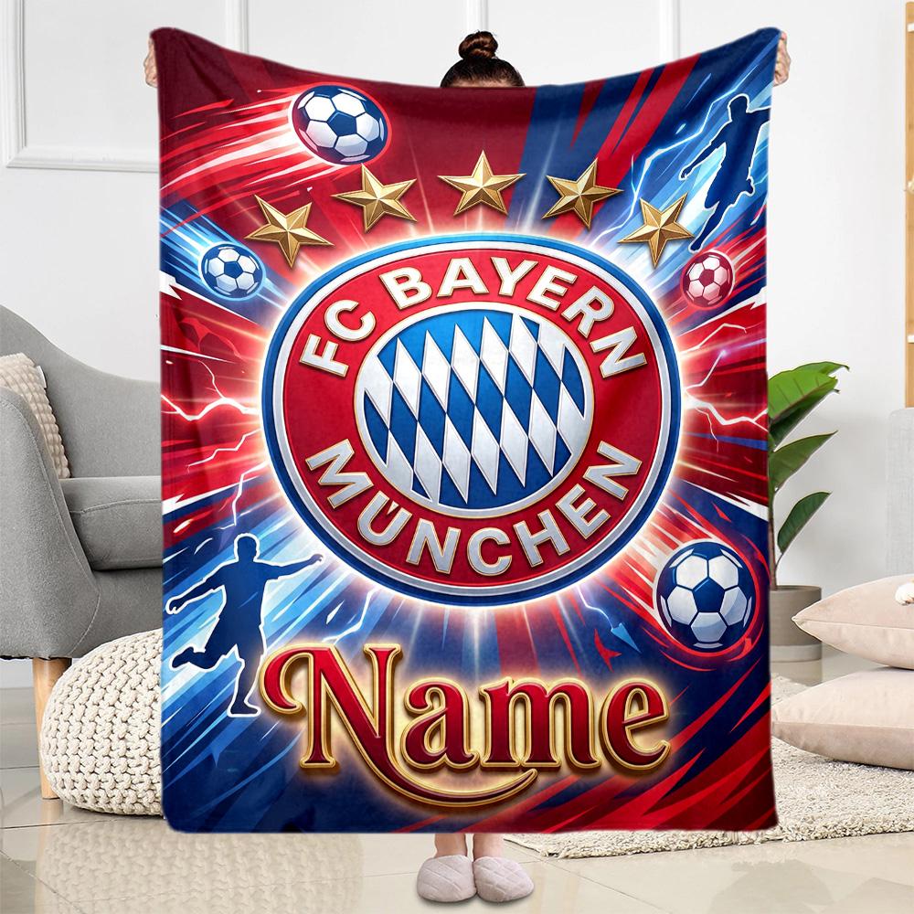 Bayern Munich Fan Gear Customize Your Name Blanket Throw Customizable Blanket Ultra-Soft Throw For Nap Chair Bed Sofa Ideal for All Seasons