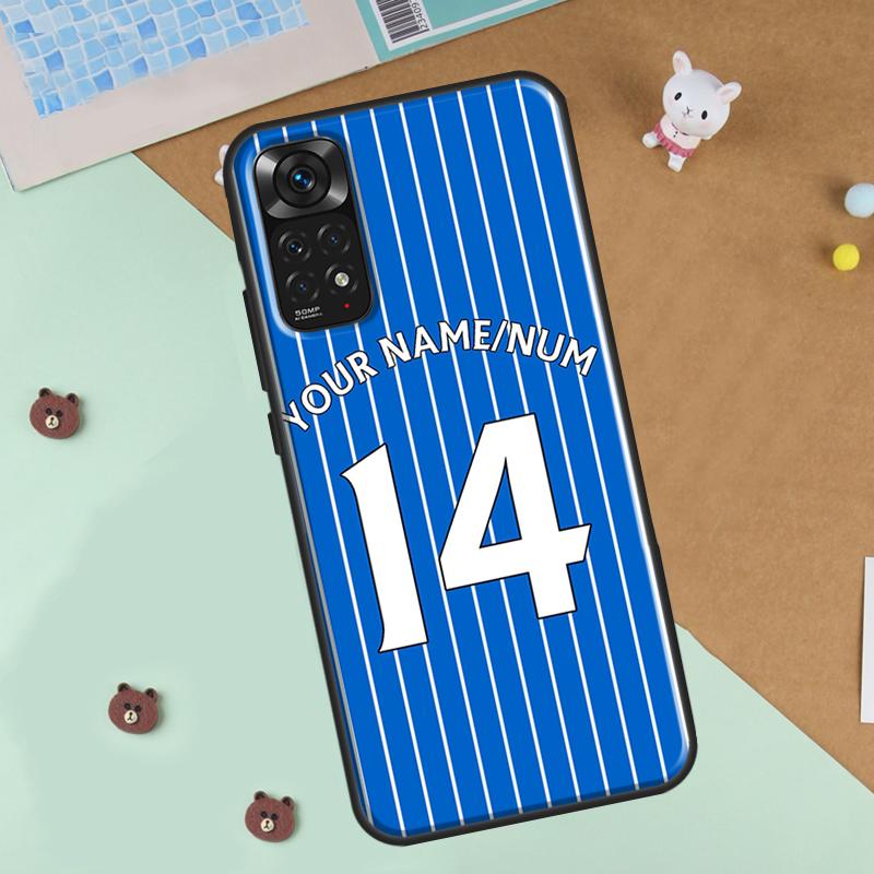 Personalised Football Number Strips Phone Case For Xiaomi Redmi Note 12 8 9 10 11 Pro 8T 9S 10S 11S 12S 10A 9C 10C 12C Cover Redmi Note 12 4G