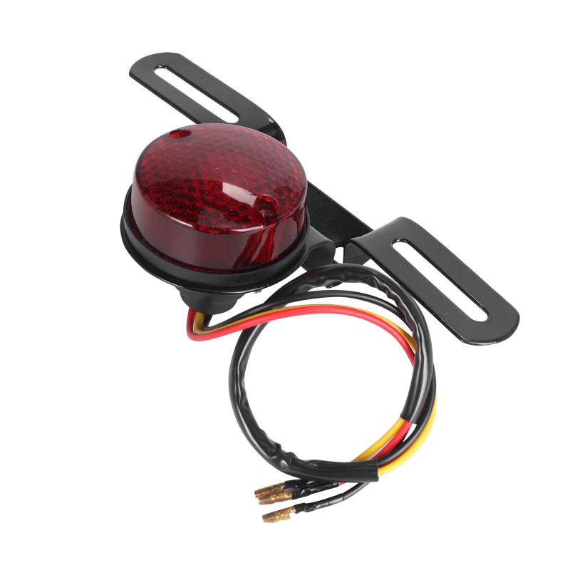 12V Retro Motorcycle Tail Light with License Plate Mount LED Modified Rear Lamp for Scooter Moped Chopper Bobber Tourer
