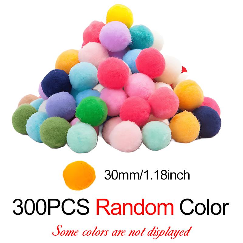 300PCS/Set Random Mixed Color Soft Pompom Ball 8mm-30mm Various Size Available Fluffy Ball DIY Handcraft Decorative Material ZYF
