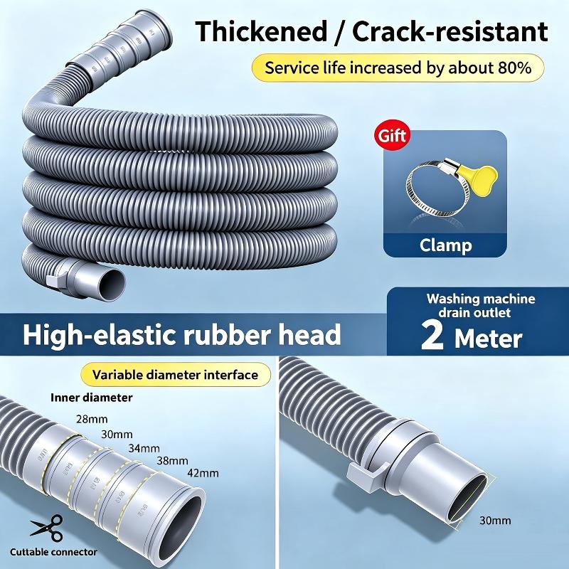 1-2M Washing Machine Hose Washing Machine Hose Drain Stretchable Ripple Universal Accessories