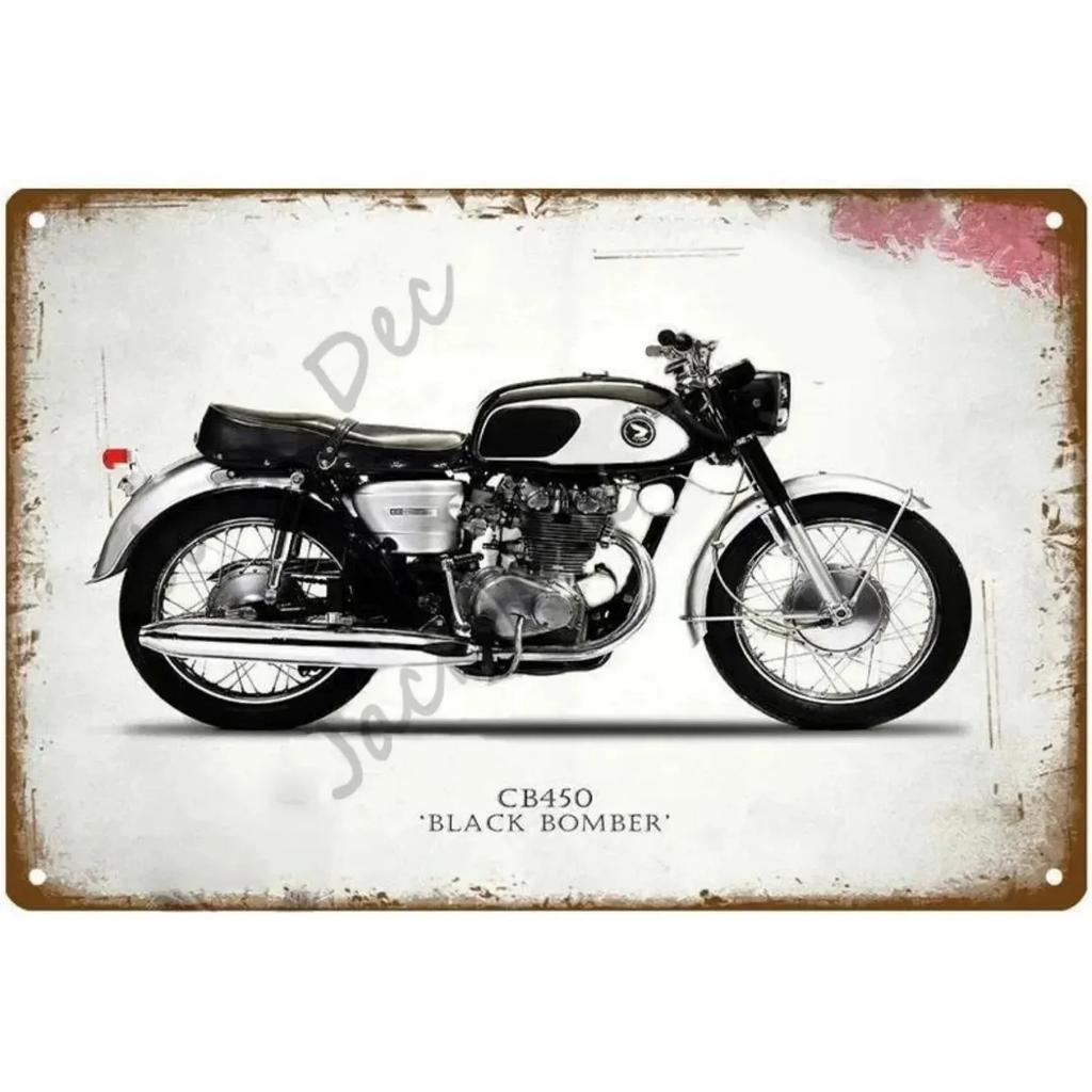 MotorcycleVintageCo Pinup Kovové cedule - Vintage umělecké plakáty - Železná malba Nástěnná dekorace - Pozvedne výzdobu v pánském doupěti a baru