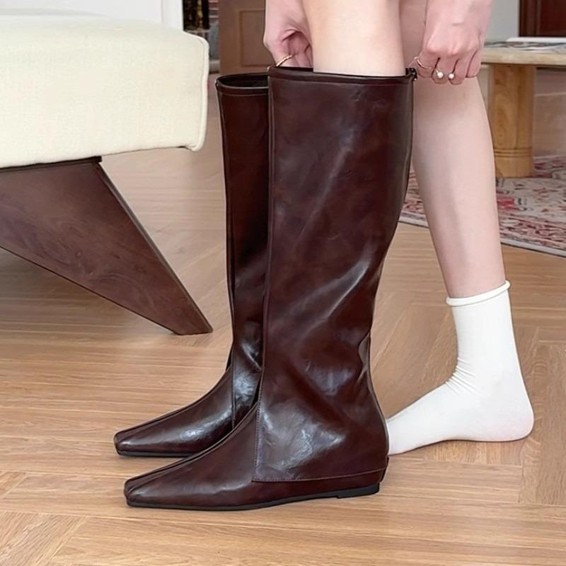 Fashion Inner Heightened Pointed Toe Brown Thigh Boots Women's Autumn and Winter New Spice Girls Trouser Tube Boots