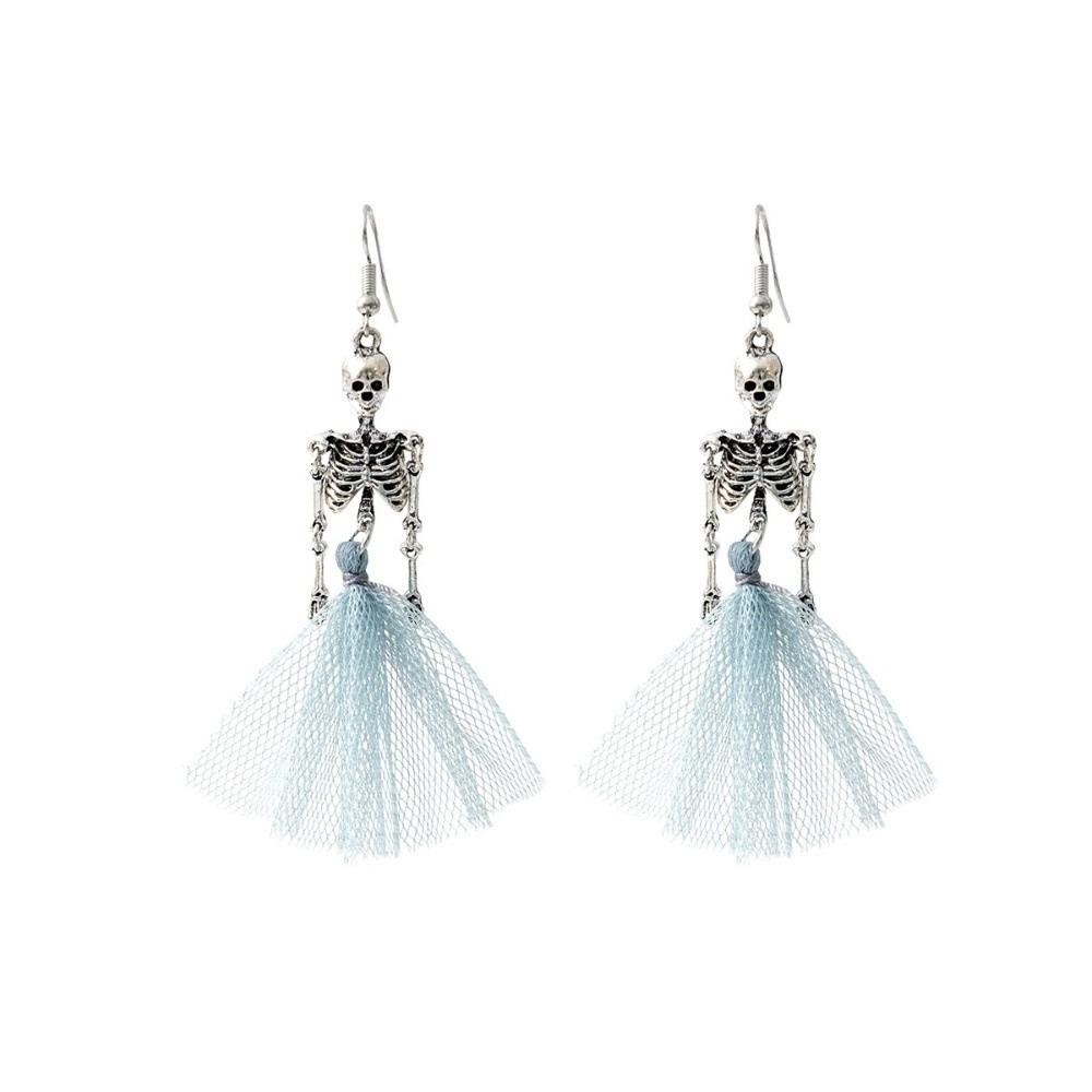 Zinc Zinc Alloy Skeleton Earrings Hip Hop Imitation Human Bone Earrings Fashion Halloween Earrings  Gift