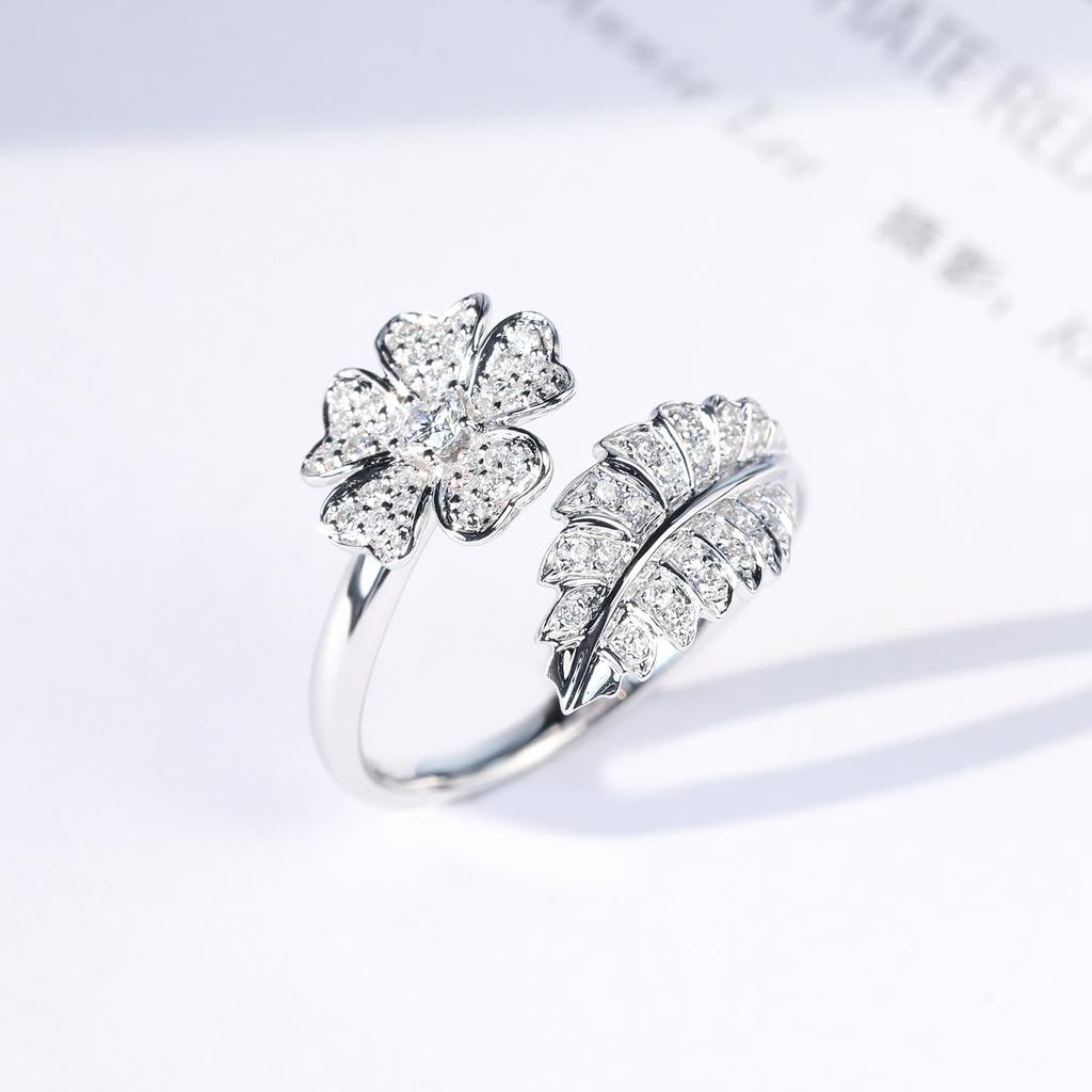 New Creative Floral Rings Fashionable Large Flower Full Diamond Ring for Women European and American Zircon
